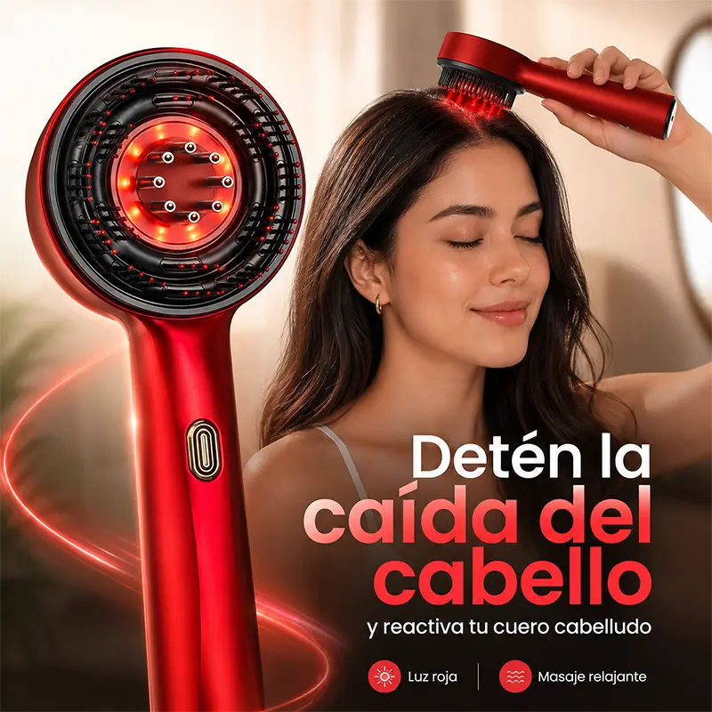Cepillo masajeador de cuero cabelludo con luz roja para crecimiento del cabello 🤩