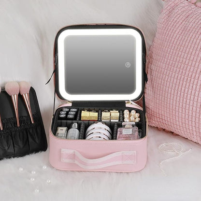 Cosmetiquera con Espejo y Luz LED – Organiza y Lleva tu Belleza Contigo.