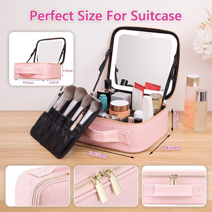 Cosmetiquera con Espejo y Luz LED – Organiza y Lleva tu Belleza Contigo.