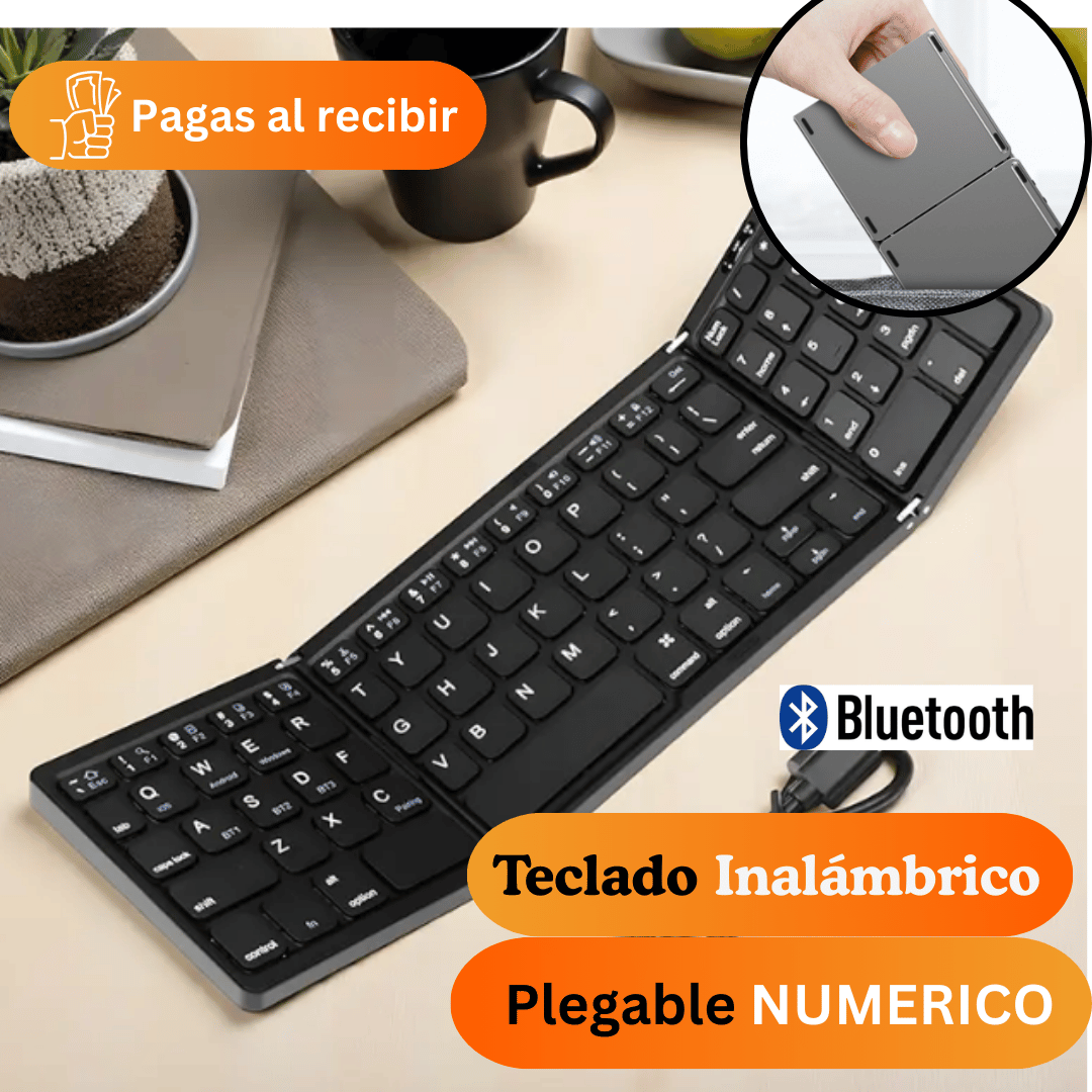 Teclado Inalámbrico Plegable: ALFA NUMÉRICO ¡Convierte cualquier espacio en tu oficina!