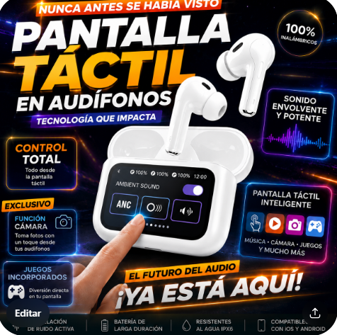 Audífonos con Pantalla Táctil - Sonido Premium Virales del 2026