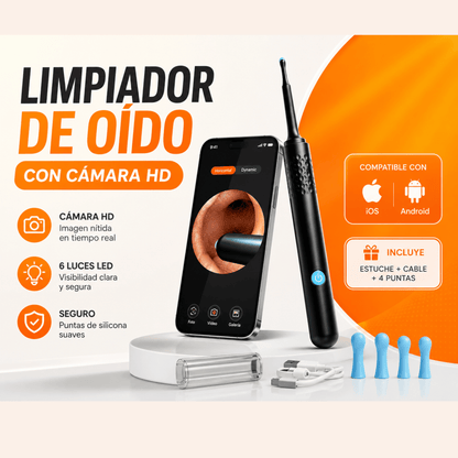 Limpiador de Oído con Cámara HD - Limpieza inteligente y segura para tus oídos