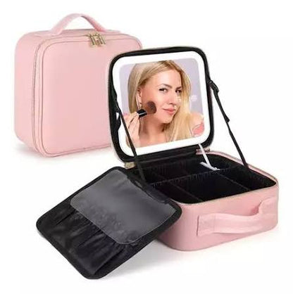 Cosmetiquera con Espejo y Luz LED – Organiza y Lleva tu Belleza Contigo.